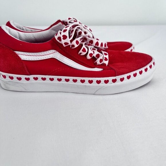 Vans Heart Foxing Old Skool Juniors Shoes Size 3.5 Red Heart Strings - Picture 3 of 12